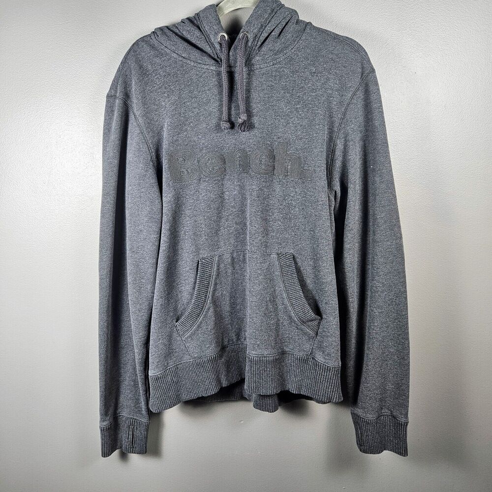 Bench XL Grey Cozy Knit Hoodie Soft Feel Logo Thumbholes Casual‎ Pullover